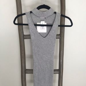 Grey mini dress with keyhole neck